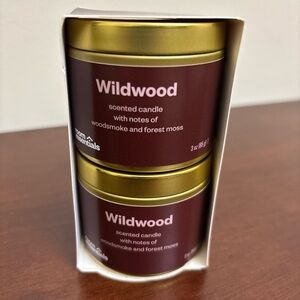 Room Essentials Wildwood Scented Candle Set Woodsmoke Forest Moss New